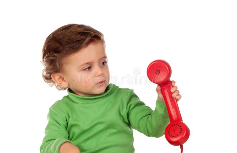 Baby One Years Old Playing Red Phone Stock Photos - Free & Royalty-Free ...