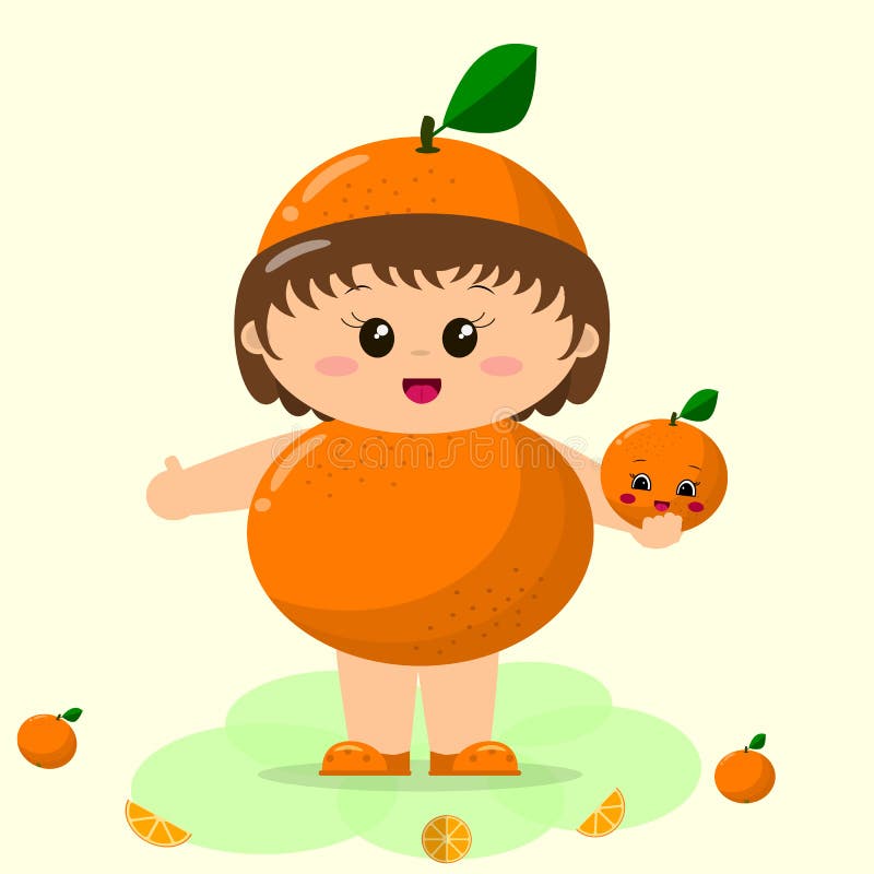 Baby in an orange suit. stock vector. Illustration of childhood - 97150268