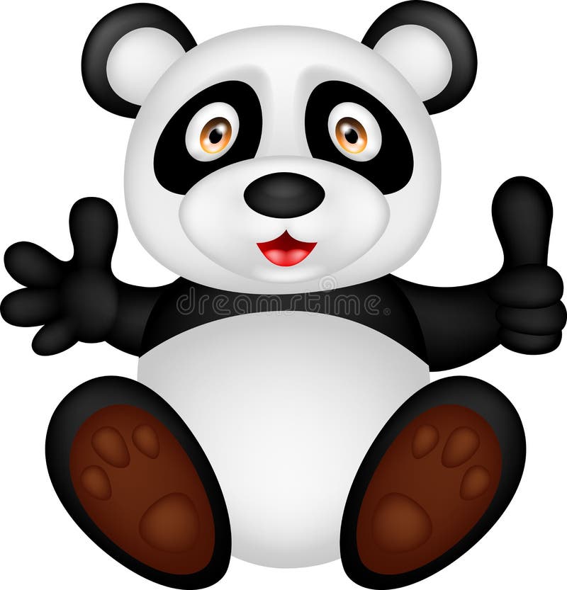 Baby panda with thumb up vector illustration