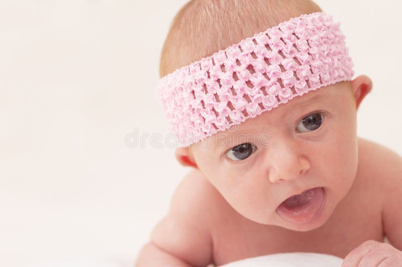 Baby with Pink Headband stock photo. Image of headband 25001938