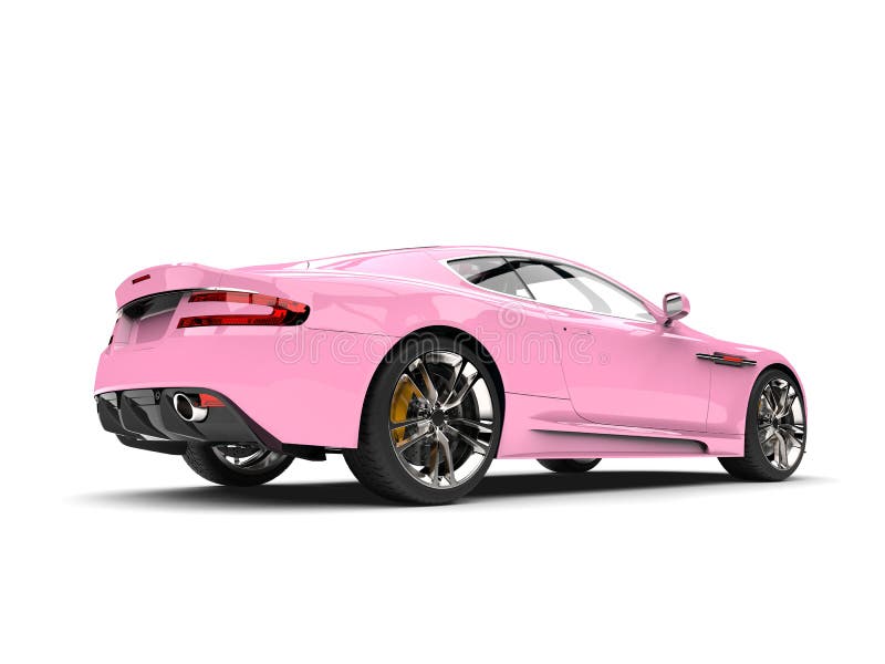 Baby Pink Modern Luxury Sports Car - Side View Stock Illustration