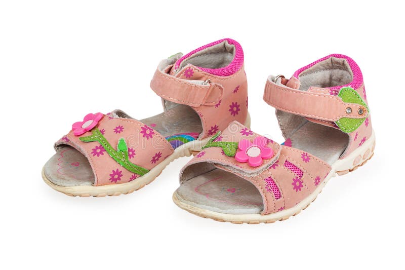 Baby pink sandals stock image. Image of isolated, leather 42259075