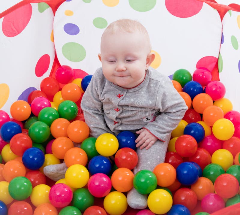 Baby Playing with Balls in the Playground Stock Photo Image of child