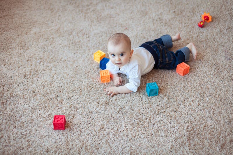 Baby playing with cubes