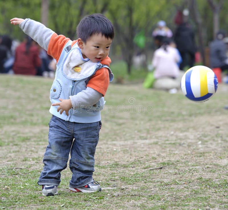 Baby playing football stock image. Image of baby, pamper 27083815