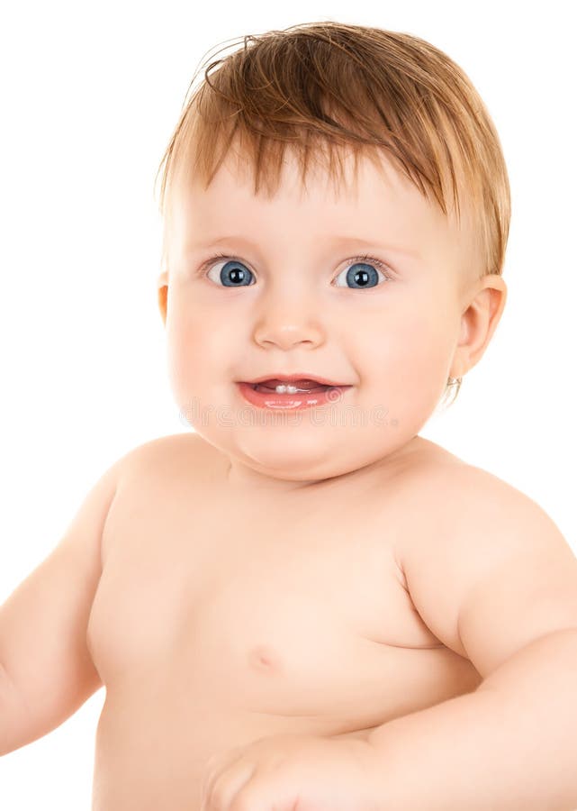 Baby on white stock photo. Image of infancy, newborn 50668362