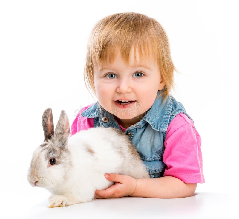 Baby with rabbit stock photo. Image of caucasian, hare 47868488