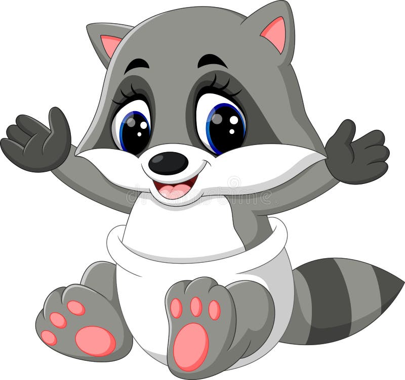 Download Baby raccoon cartoon stock vector. Image of curious, amusing - 71405139