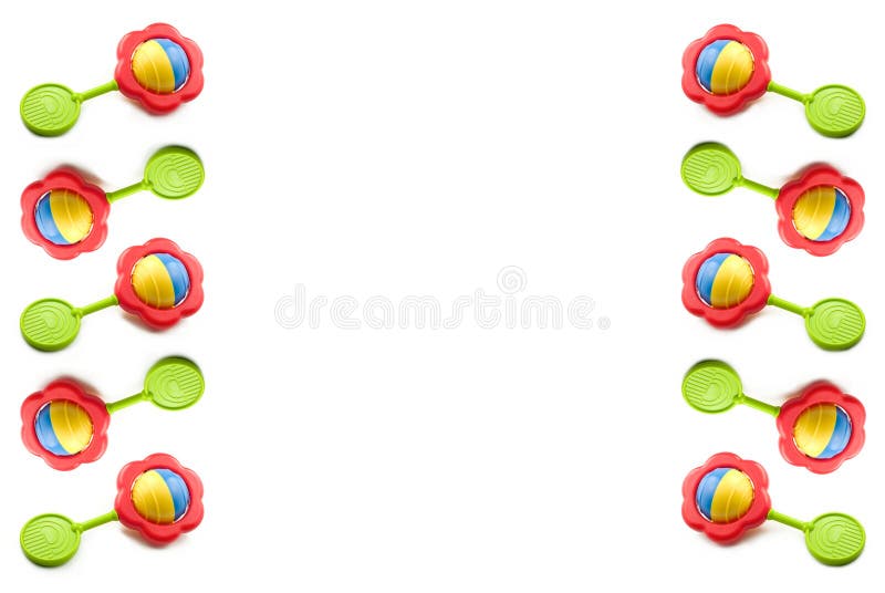 Baby Rattle Border with Copy Space royalty free stock photo