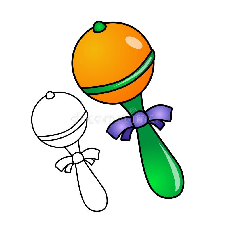 Baby Rattle Toy with a ribbon bow vector illustration clip art royalty free illustration