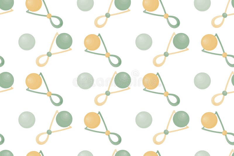 Baby rattles pastel seamless pattern stock illustration
