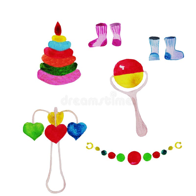 Baby rattles, toys vector illustration