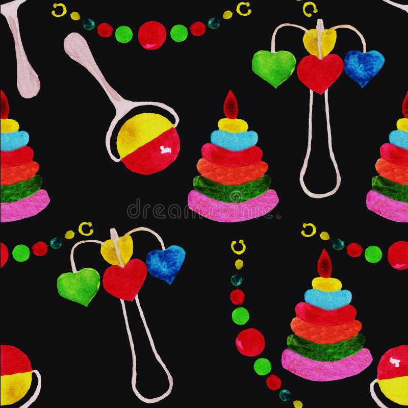 Baby rattles, toys, bright toys vector illustration