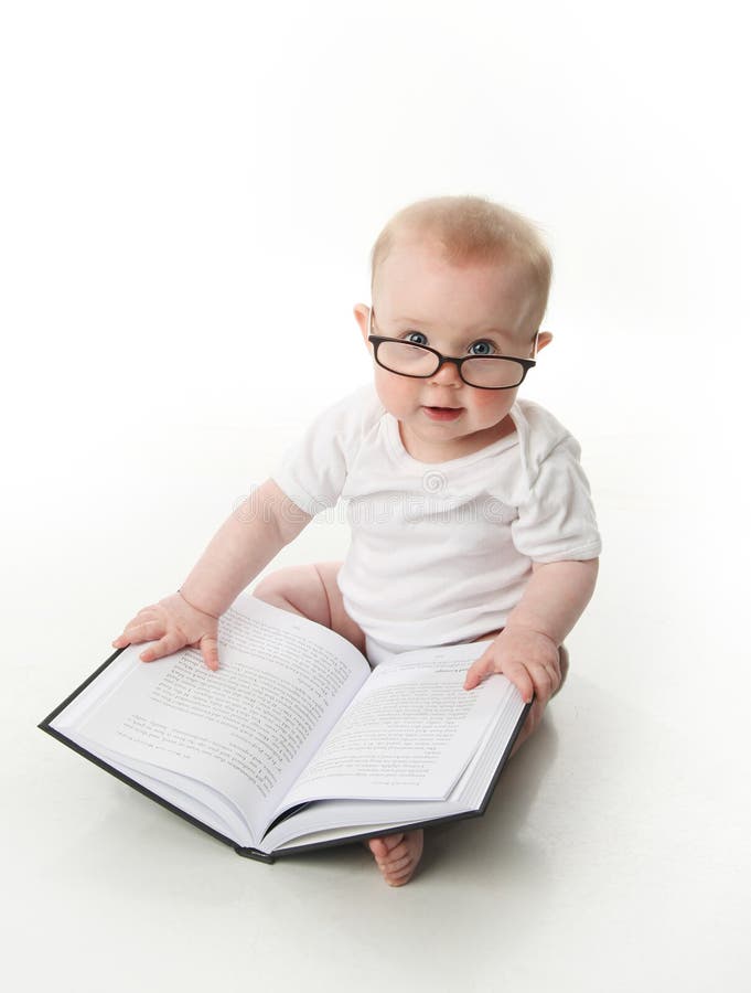 Baby reading with glasses stock image. Image of optical 18803485
