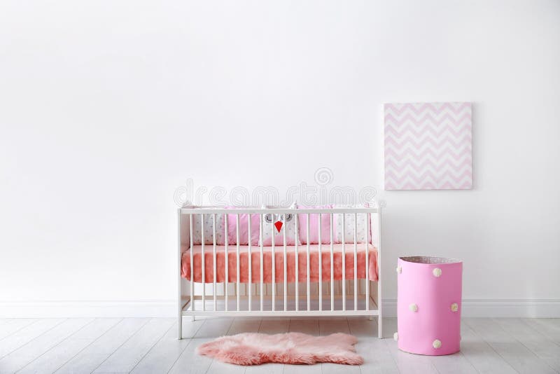 Baby room interior with crib royalty free stock image Baby room interior with crib royalty free stock image