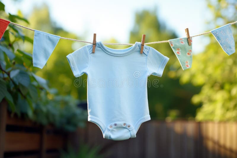 Baby S Clothes are Dried Outside on the Clothesline. AI Generative