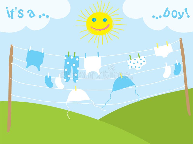 Baby's Clothes Drying Under The Sun Stock Vector Illustration of