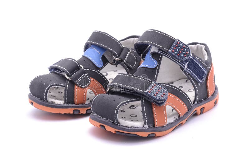 Baby Sandals for a Boy Isolated on White Stock Image Image of footwear, summer 206774049