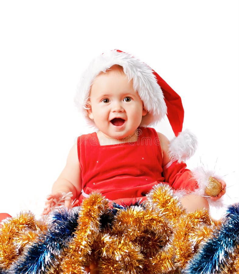 Baby in Santa Claus hat