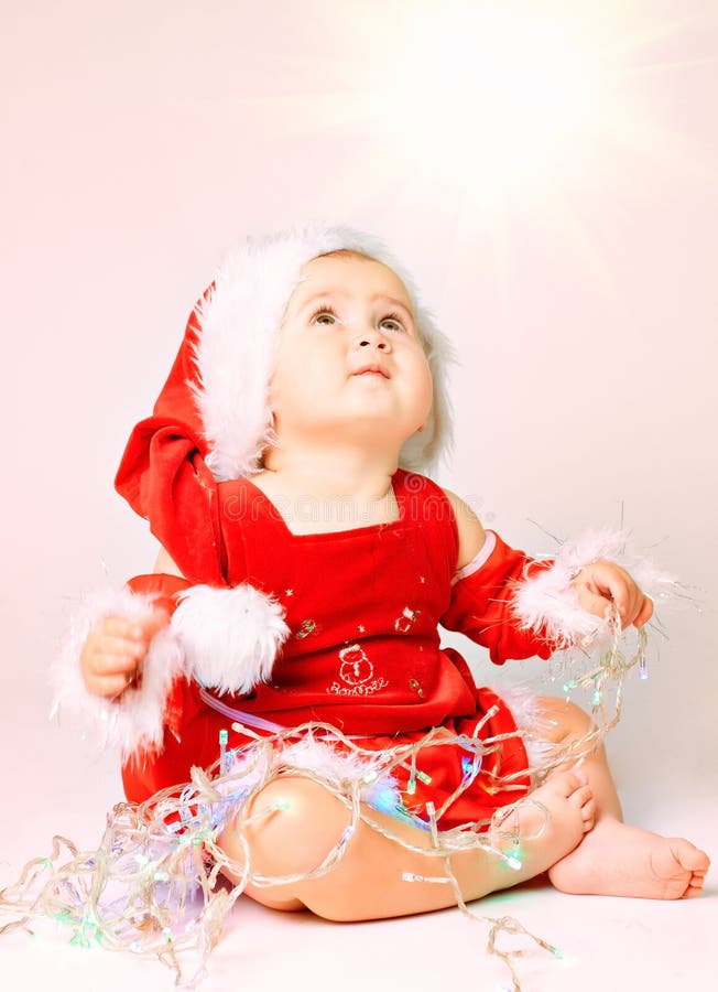 Baby in Santa Claus hat