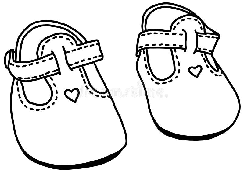 Baby Shoes Doll Cute Heart Sketch Drawing Illustration Simple Hand ...