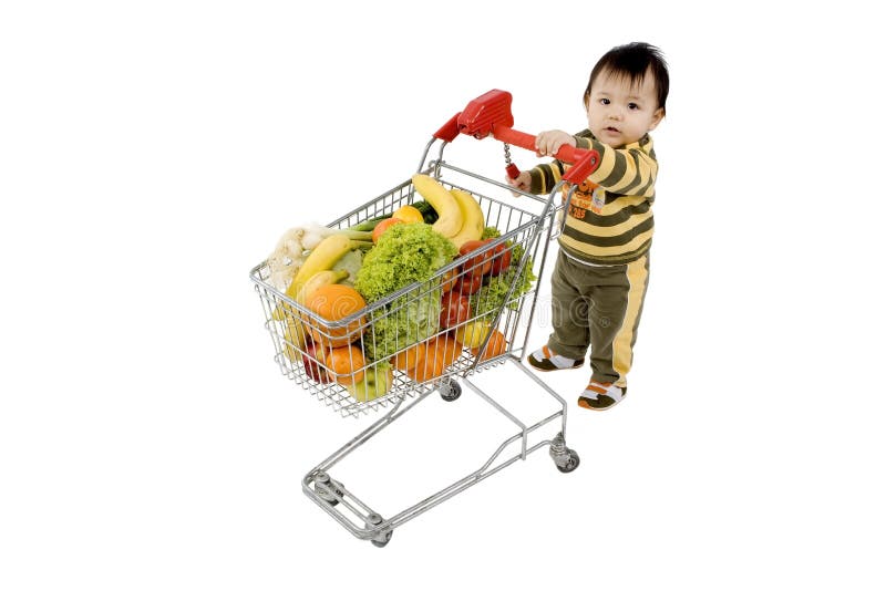 Baby with shopping cart