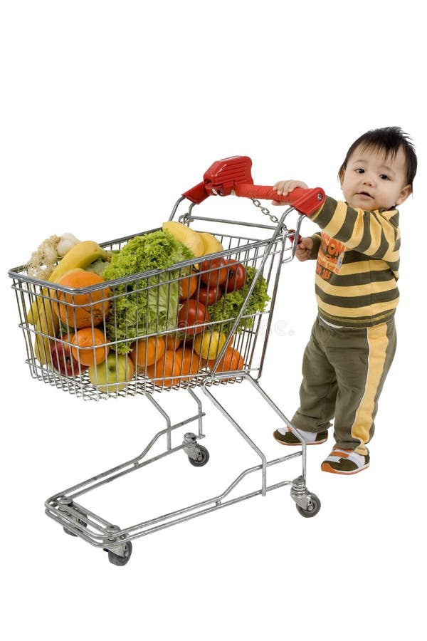 Baby with shopping cart