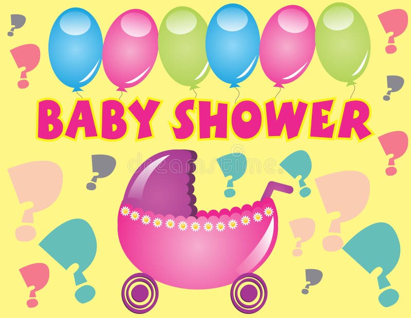 Baby Shower Card, For Baby Boy, With Stroller And Bluegreen Background