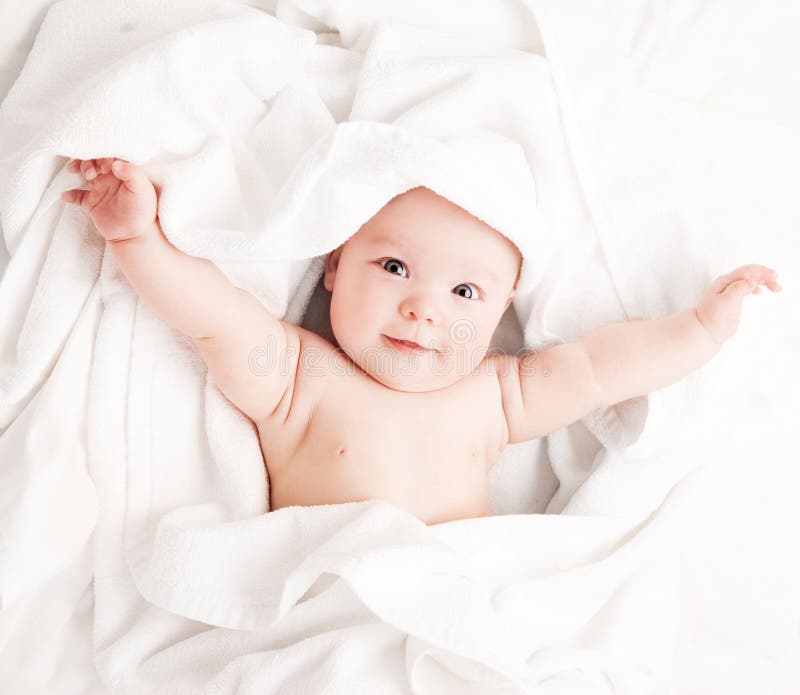 Baby Wrapped into the Towel Stock Photo Image of laugh, joyful 10110650