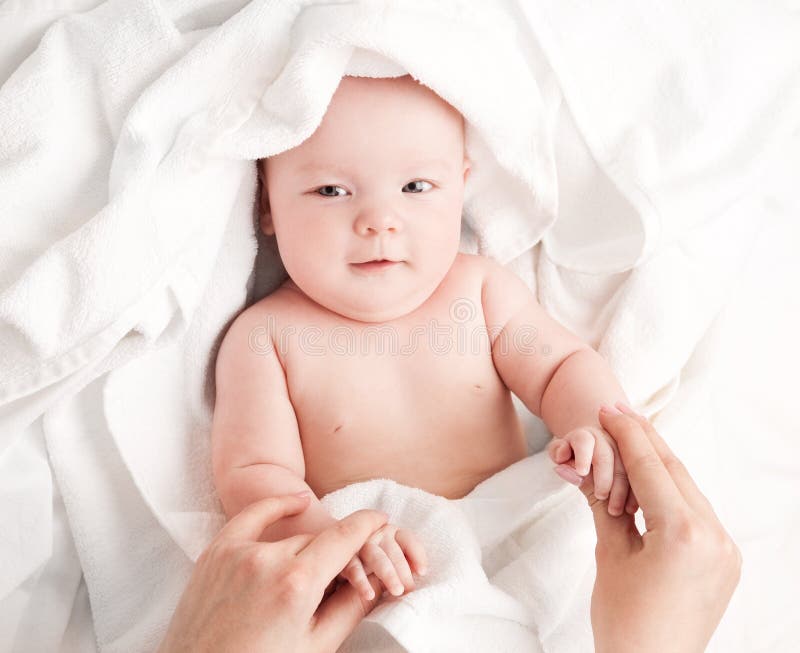Baby after shower stock image. Image of mother, length 24585653