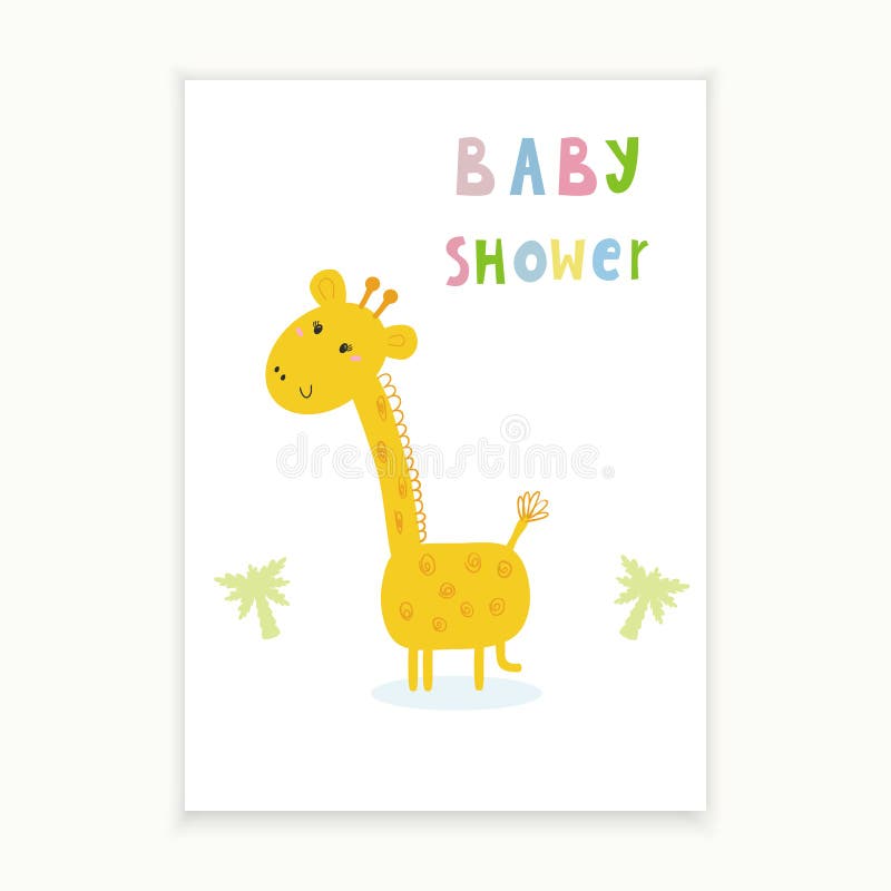 cute hand drawn card with giraffe printable template