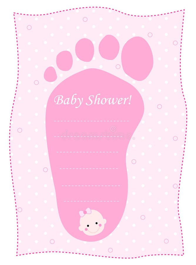Baby shower invitation card for girl. baby feet shaped invitation card. Shaped gift vectors