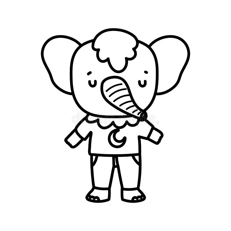 Baby shower cute elephant with clothes cartoon line style royalty free illustration Baby shower cute elephant with clothes cartoon line style royalty free illustration