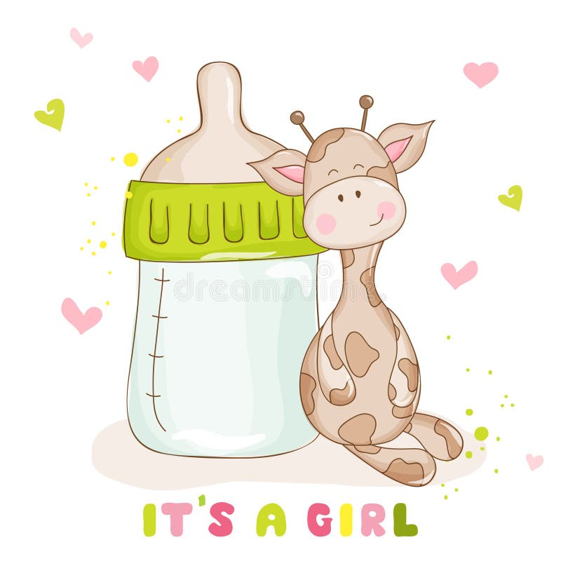 Baby shower eller behandla som ett barn gulliga ankomstkort - behandla som ett barn giraffet vektor illustrationer