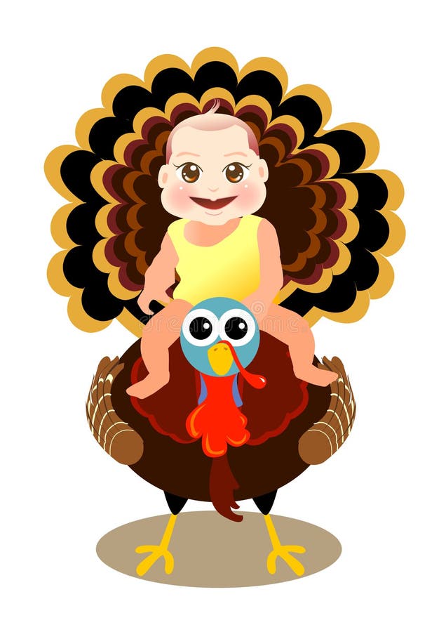 Baby sit on turkey stock illustration. Illustration of cute - 22124890