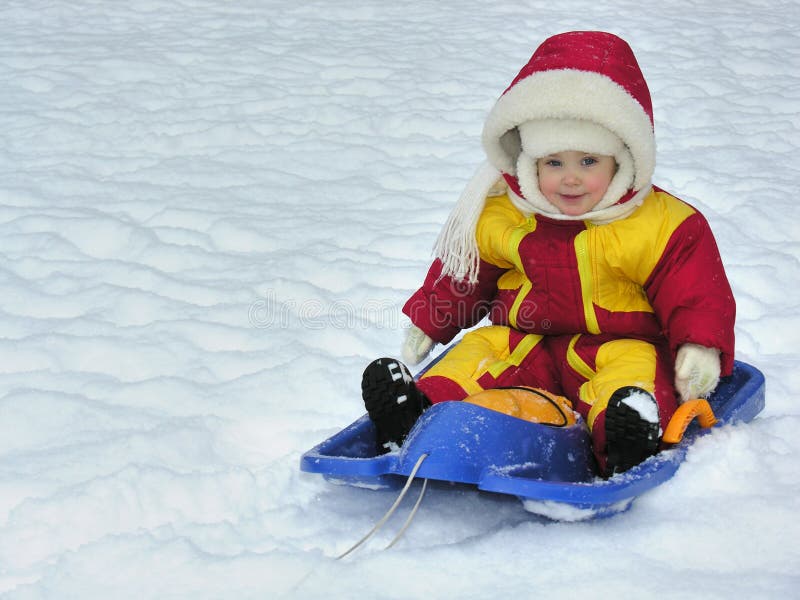 Baby On Sled Stock Photography Image 1565532