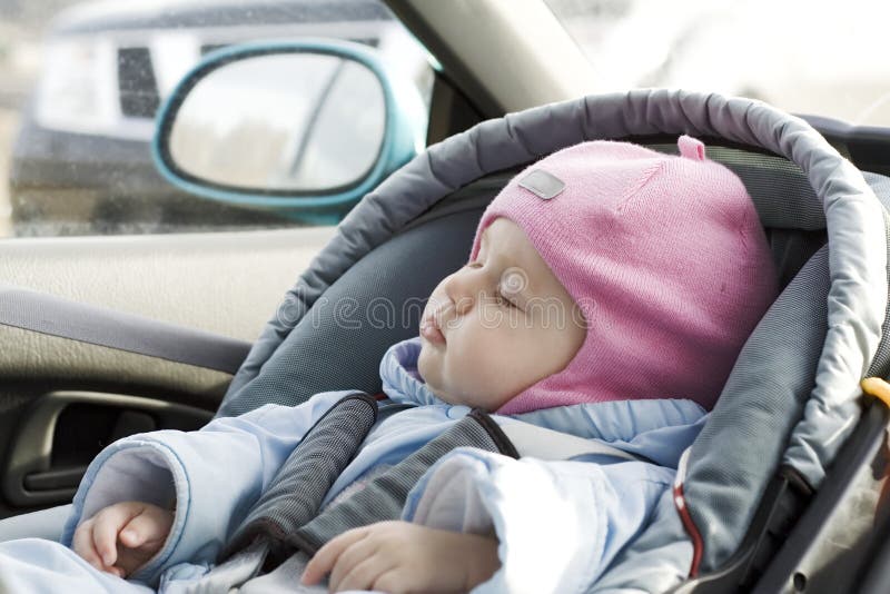 Baby sleep in a car stock photo. Image of infantile, safety 3554560