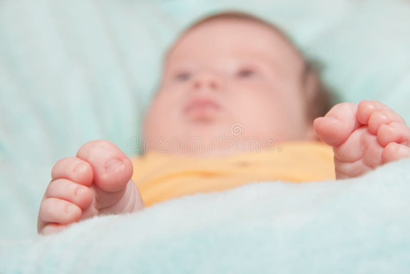 Baby Sleep with Feet on Foreground Stock Photo Image of child, life