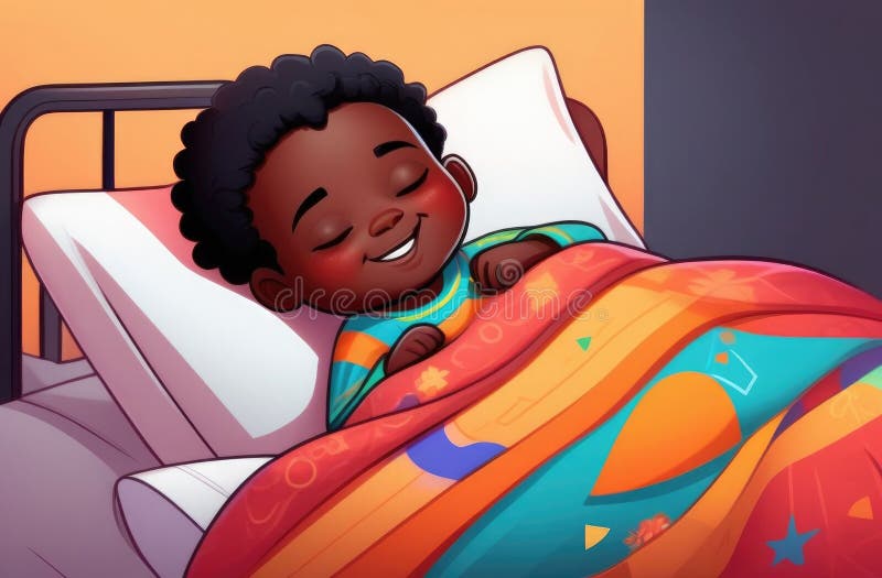 Baby Sleeping in Bed,blush on Cheeks,boy Sick,soft Bed,afro Baby