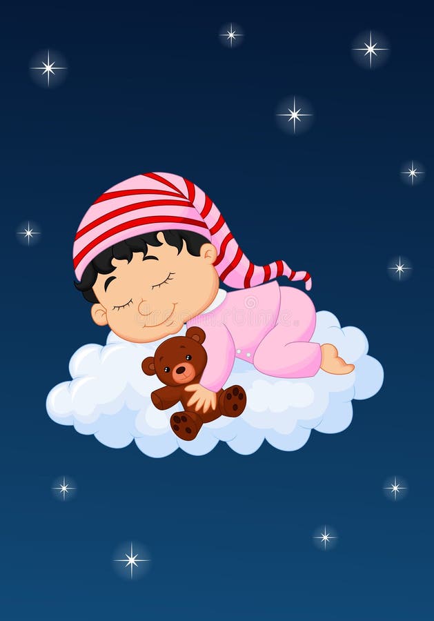 Baby sleeping on the cloud stock vector. Illustration of birth 45856856
