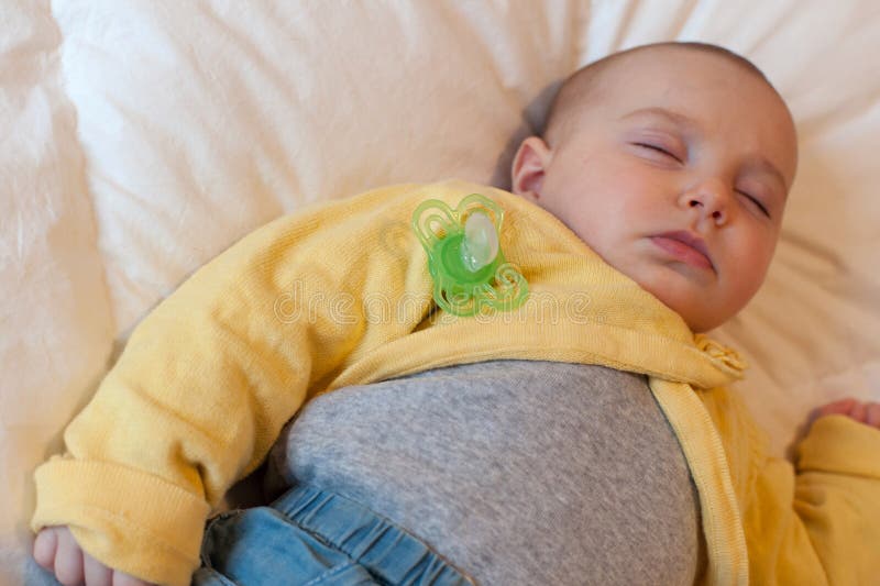 Baby Fall Asleep On Her Bed Stock Photo - Image of dream ...