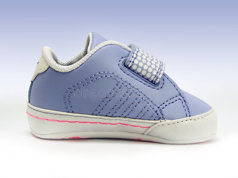 Blue Baby Shoe with Open Velcro Strap, Isolated, Clipping Path Included