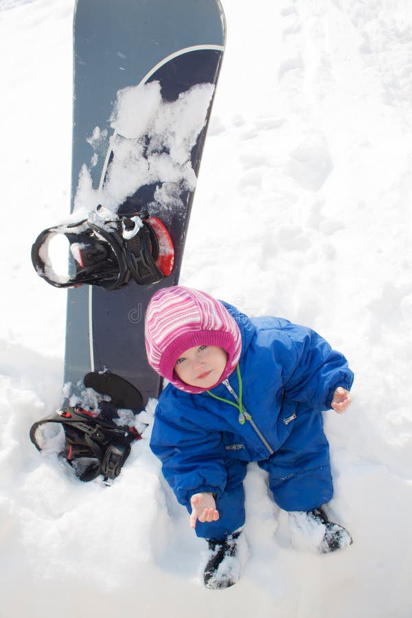 Red Baby Snowboard stock photo. Image of snow, brown 57070616