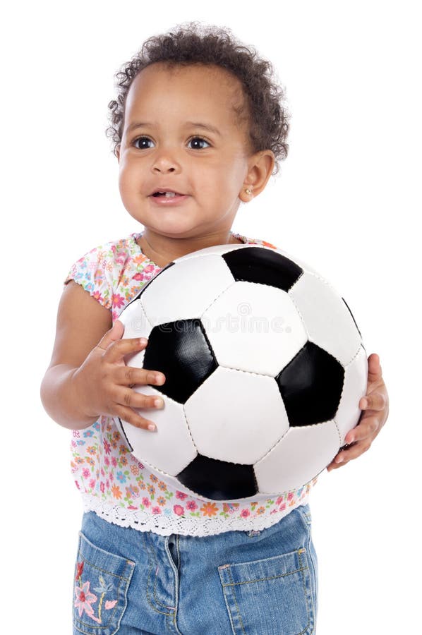 Baby with soccer ball stock image. Image of infant, beautiful 4773047