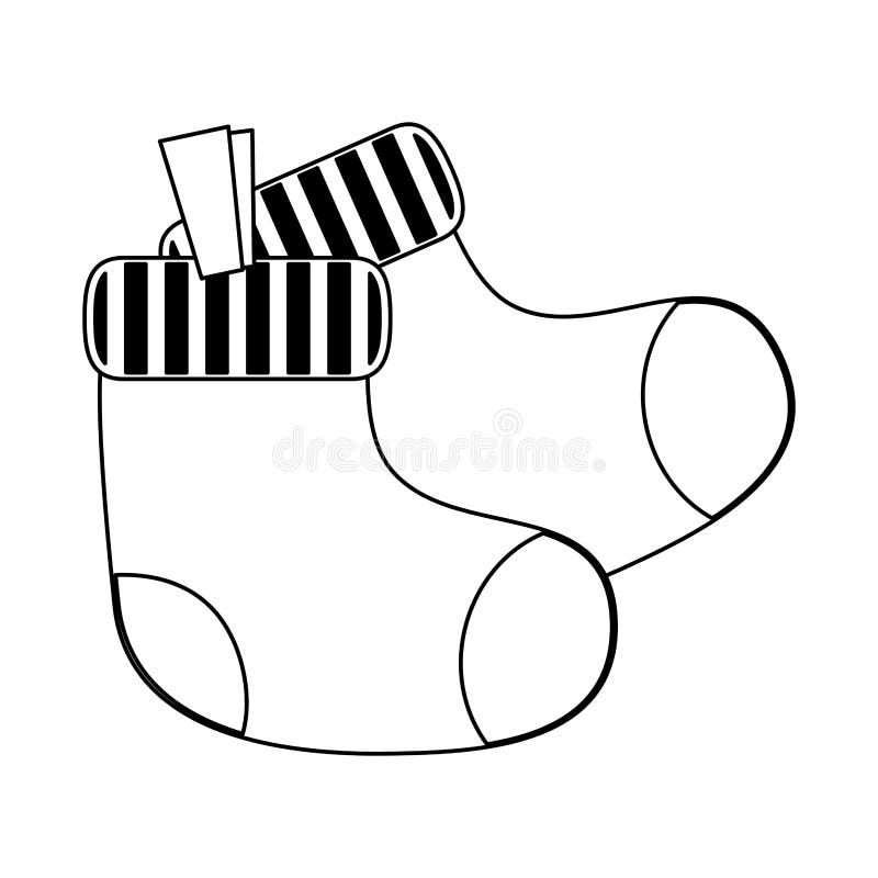 Baby Socks Element Black and White Stock Vector - Illustration of birth ...