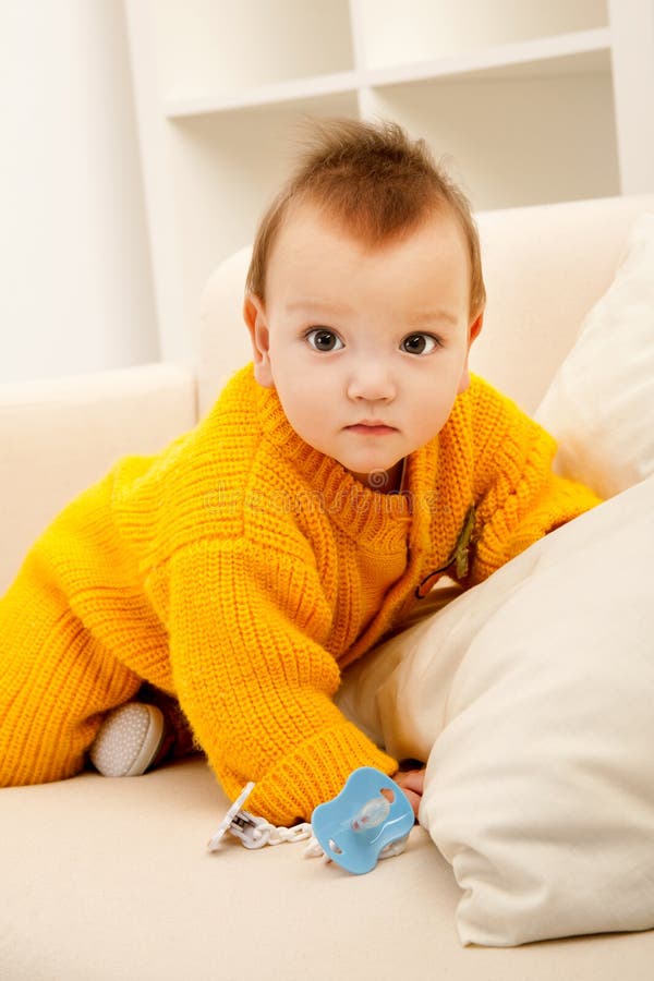 Baby on sofa stock photo. Image of playful, child, happiness 23934170