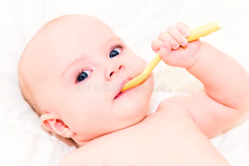 Baby with spoon