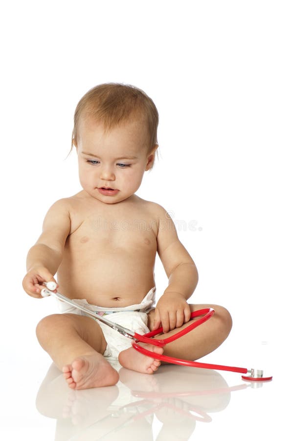 Baby with stethoscope stock photo. Image of happy, angel 27426804