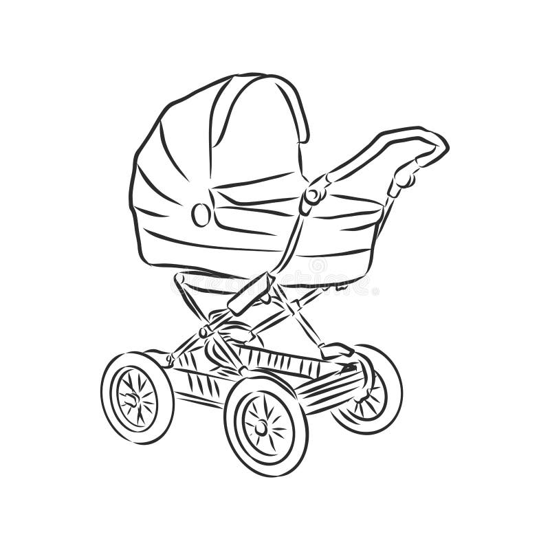 Vector Illustration of Children Strollers on White Background. Baby
