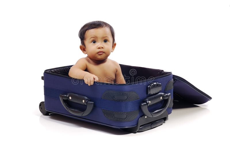 Baby in the Suitcase stock photo. Image of asian, luggage 11975434